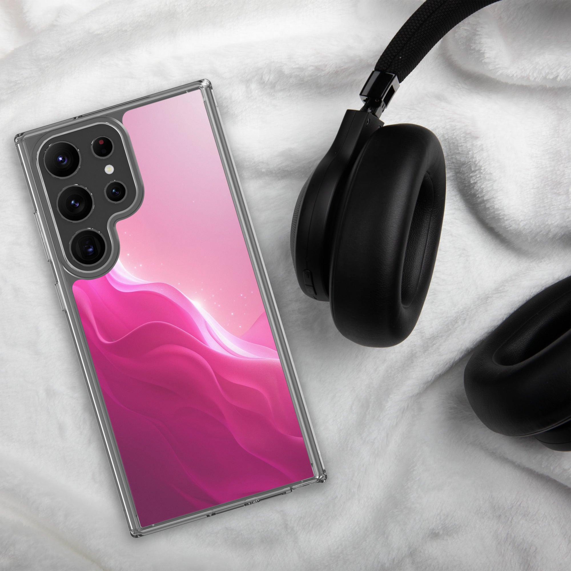 Pink Gradient Waves Dream Clear Case for Samsung Galaxy S23 Ultra – Minimal Abstract Protective Cover