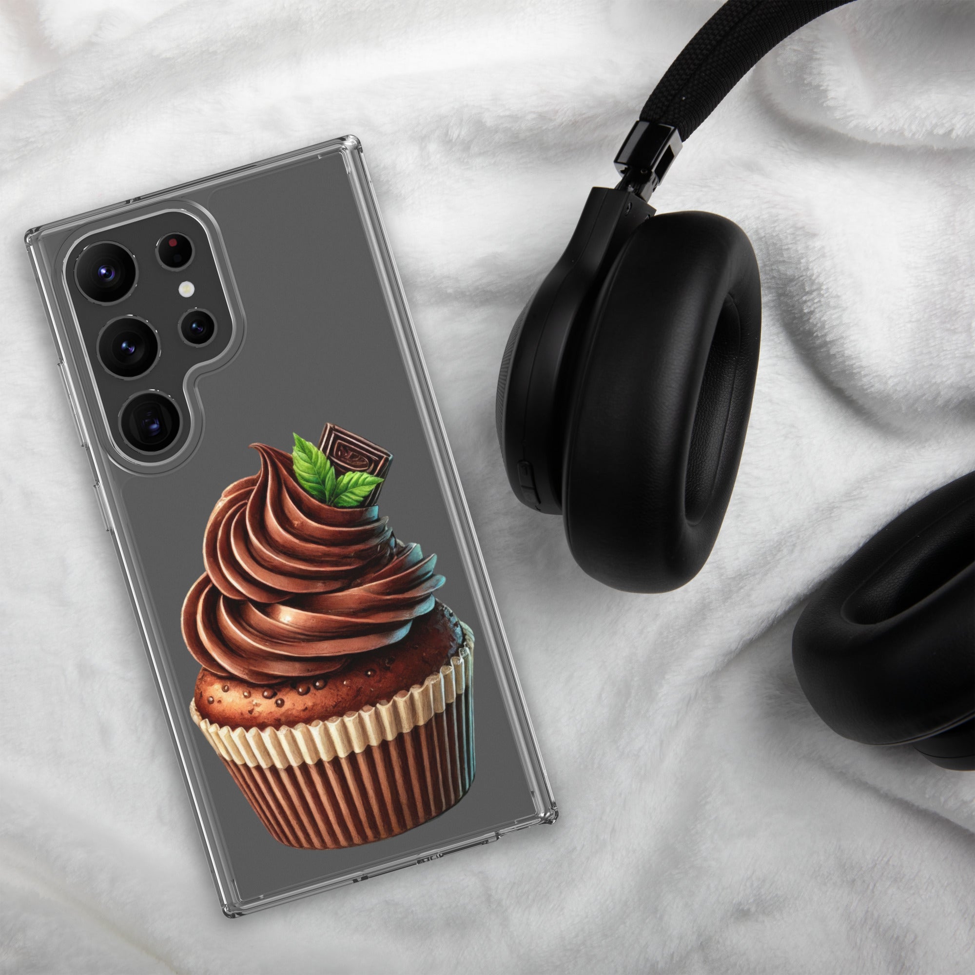 Chocolate Cupcake Clear Case for Samsung Galaxy S23 Ultra – Sweet Dessert Art Protective Cover