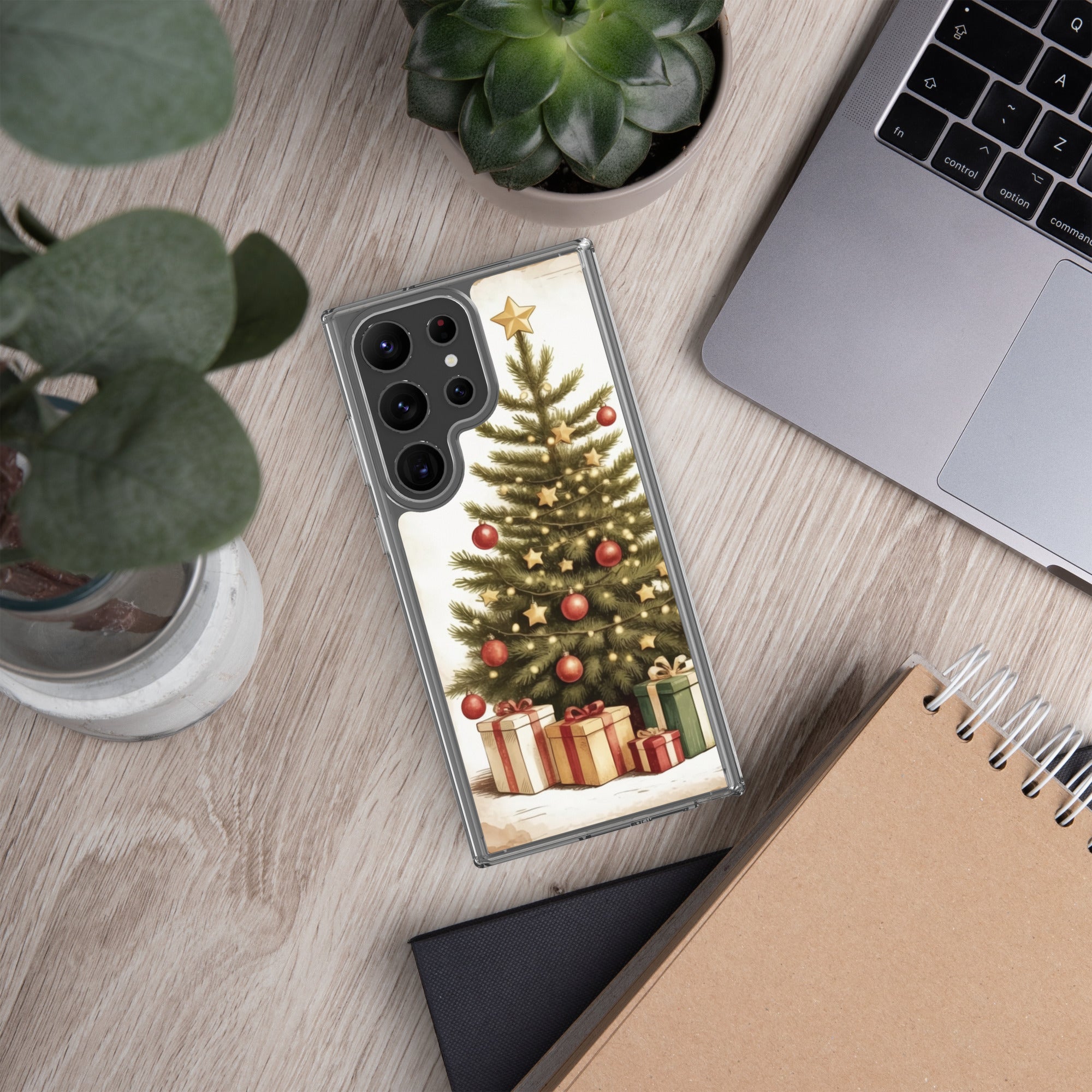 Christmas Tree with Gifts Clear Case for Samsung Galaxy S23 Ultra – Festive Holiday Protective Cover