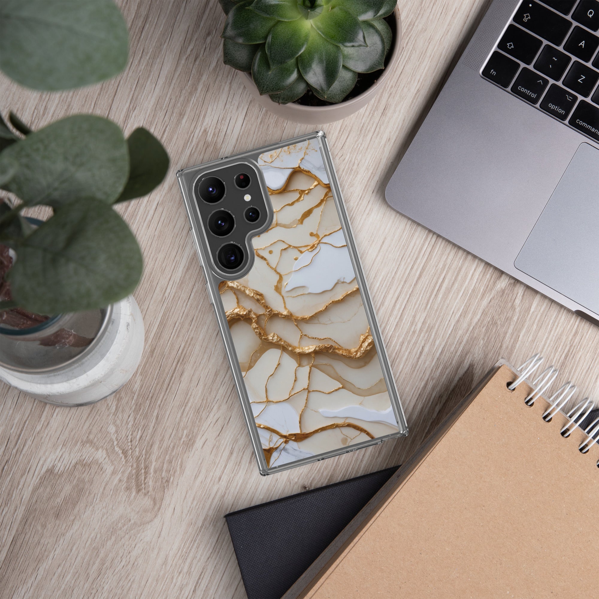 White Marble Gold Veins Clear Case for Samsung Galaxy S23 Ultra – Elegant Stone Protective Cover