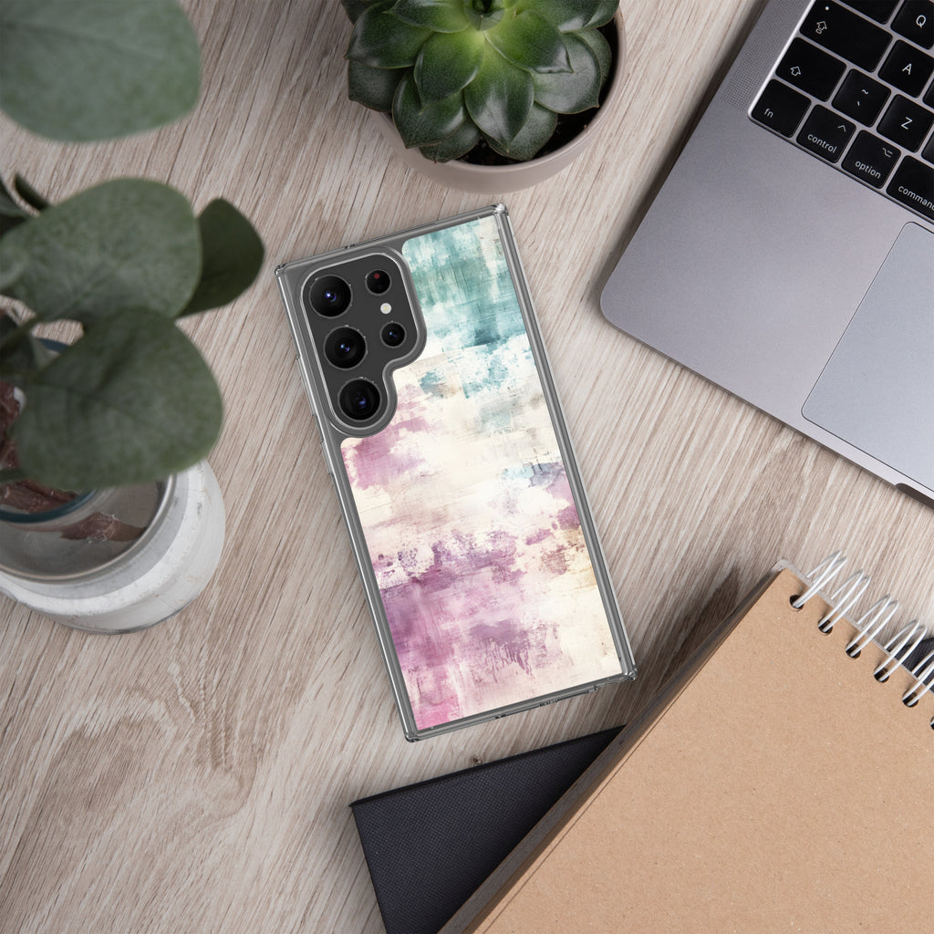 Soft Abstract Pastel Clear Case for Samsung Galaxy S23 Ultra – Modern Watercolor Protective Cover