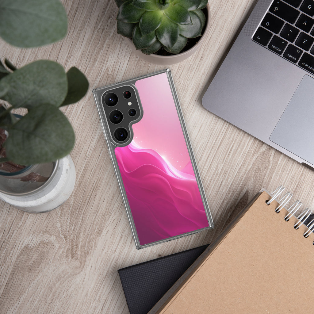 Pink Gradient Waves Dream Clear Case for Samsung Galaxy S23 Ultra – Minimal Abstract Protective Cover