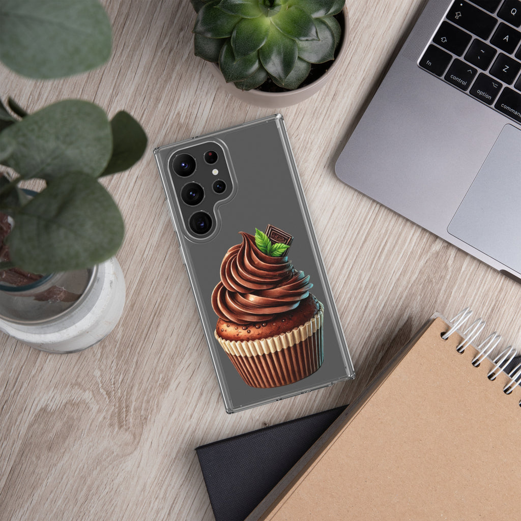 Chocolate Cupcake Clear Case for Samsung Galaxy S23 Ultra – Sweet Dessert Art Protective Cover