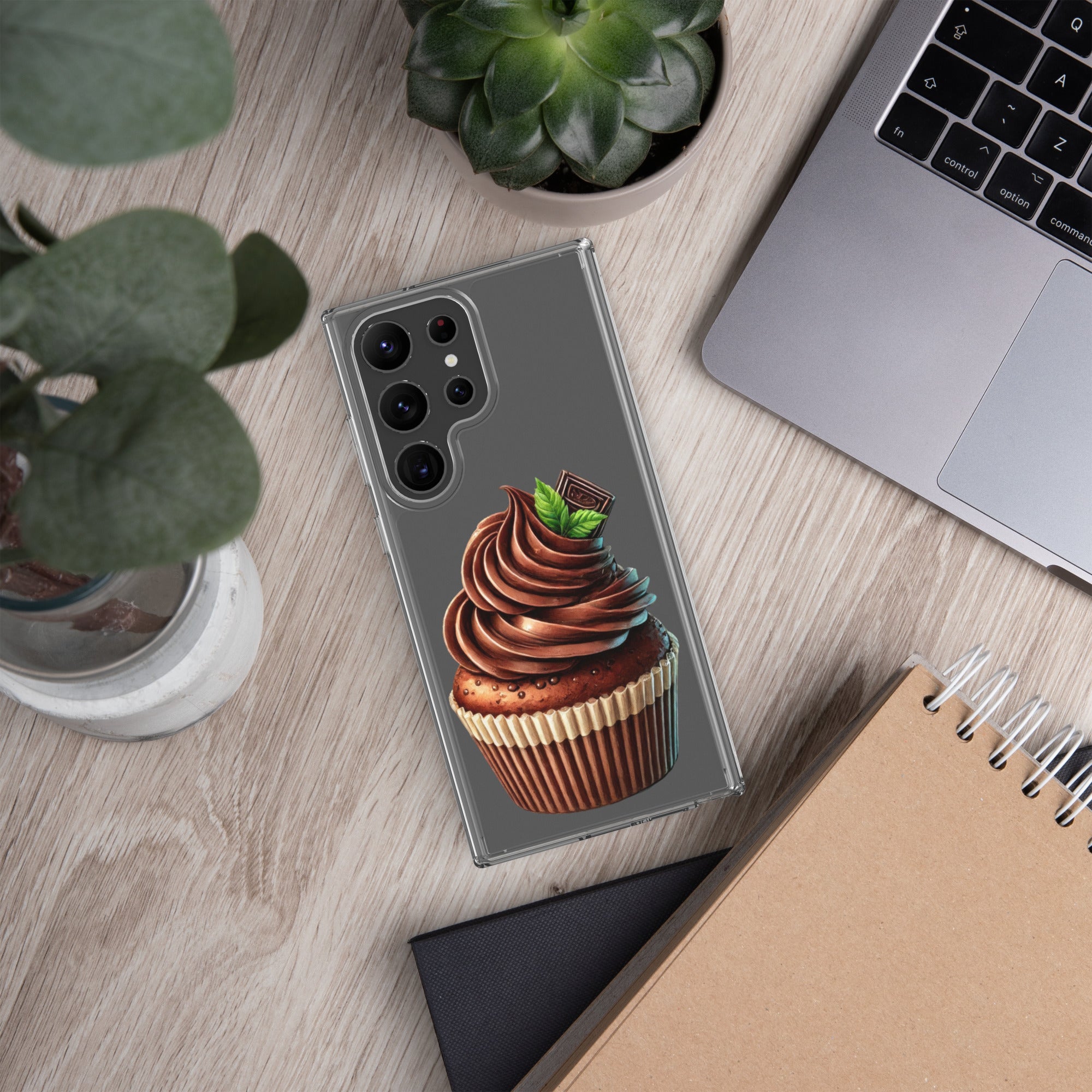 Chocolate Cupcake Clear Case for Samsung Galaxy S23 Ultra – Sweet Dessert Art Protective Cover
