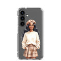 Chic Autumn Portrait Clear Case for Samsung Galaxy S24 – Elegant Minimalist Protective Cover