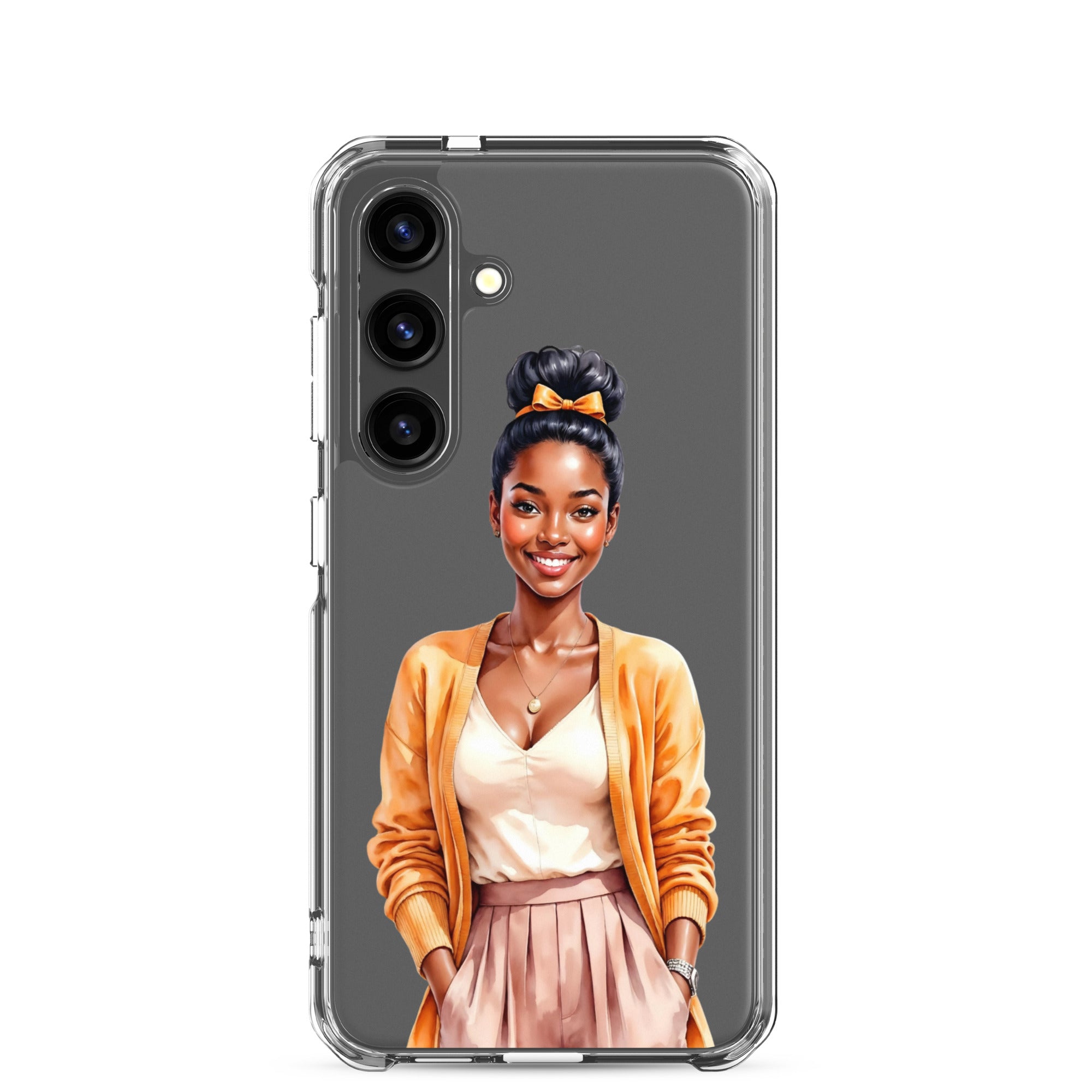 Elegant Portrait Clear Case for Samsung Galaxy S24 – Minimalist Fashion Protective Cover