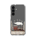 Believe Winter Train Clear Case for Samsung Galaxy S24 – Minimal Christmas Protective Cover