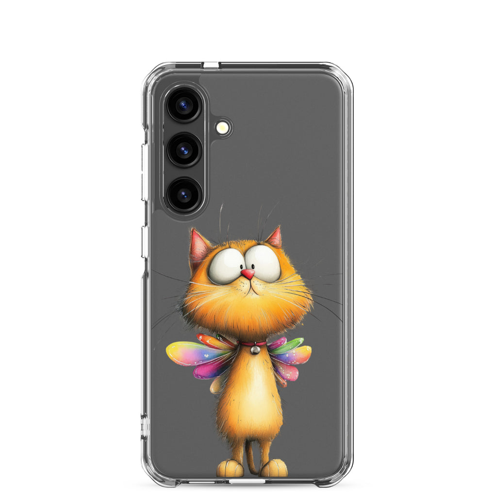 Whimsical Fairy Cat Clear Case for Samsung Galaxy S24 – Playful Fantasy Protective Cover