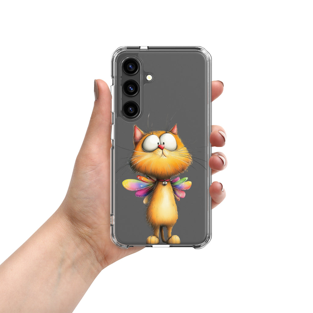 Whimsical Fairy Cat Clear Case for Samsung Galaxy S24 – Playful Fantasy Protective Cover