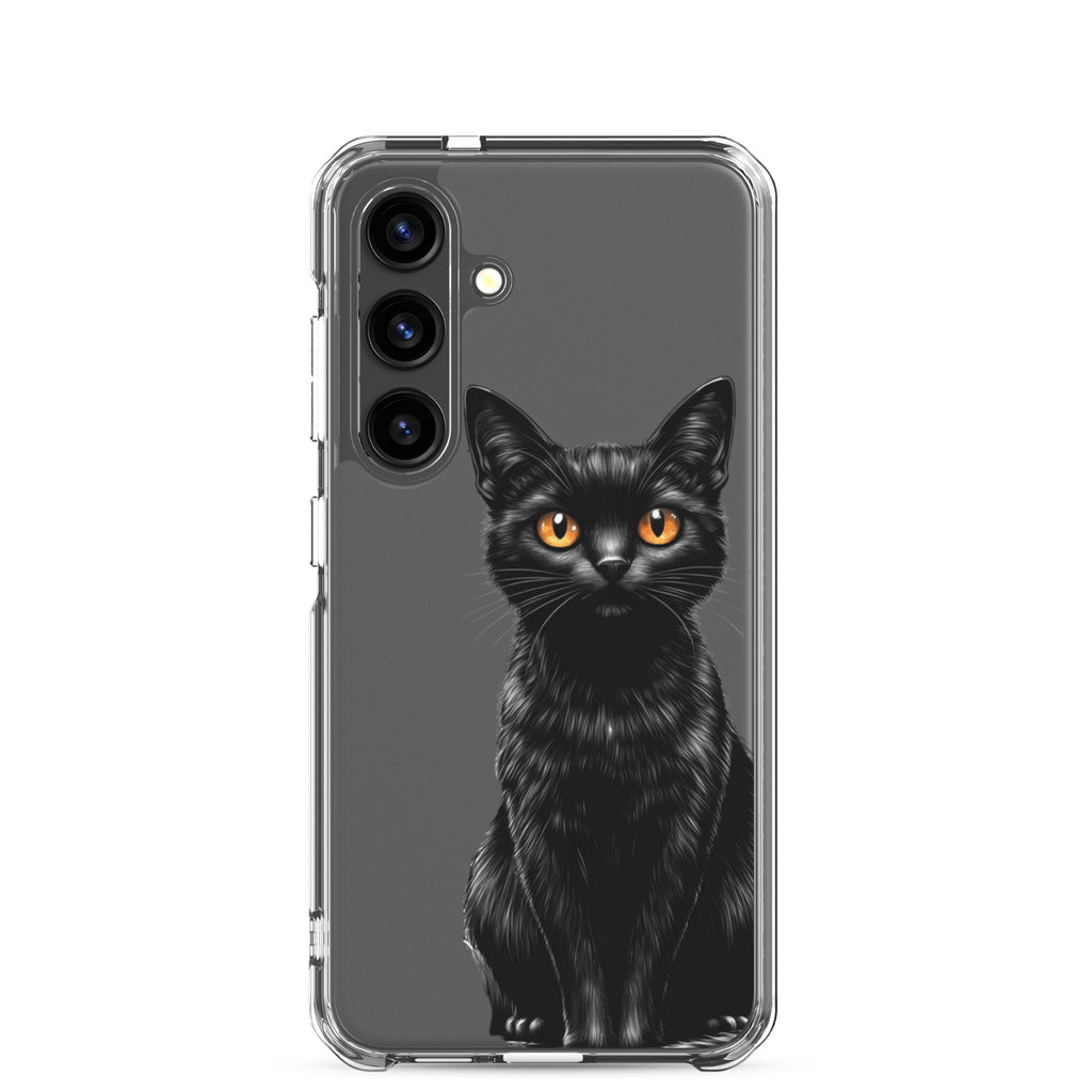 Black Cat Clear Case for Samsung Galaxy S24 – Elegant Minimal Protective Cover
