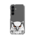 White Owl Illustration Clear Case for Samsung Galaxy S24 – Minimal Wildlife Protective Cover