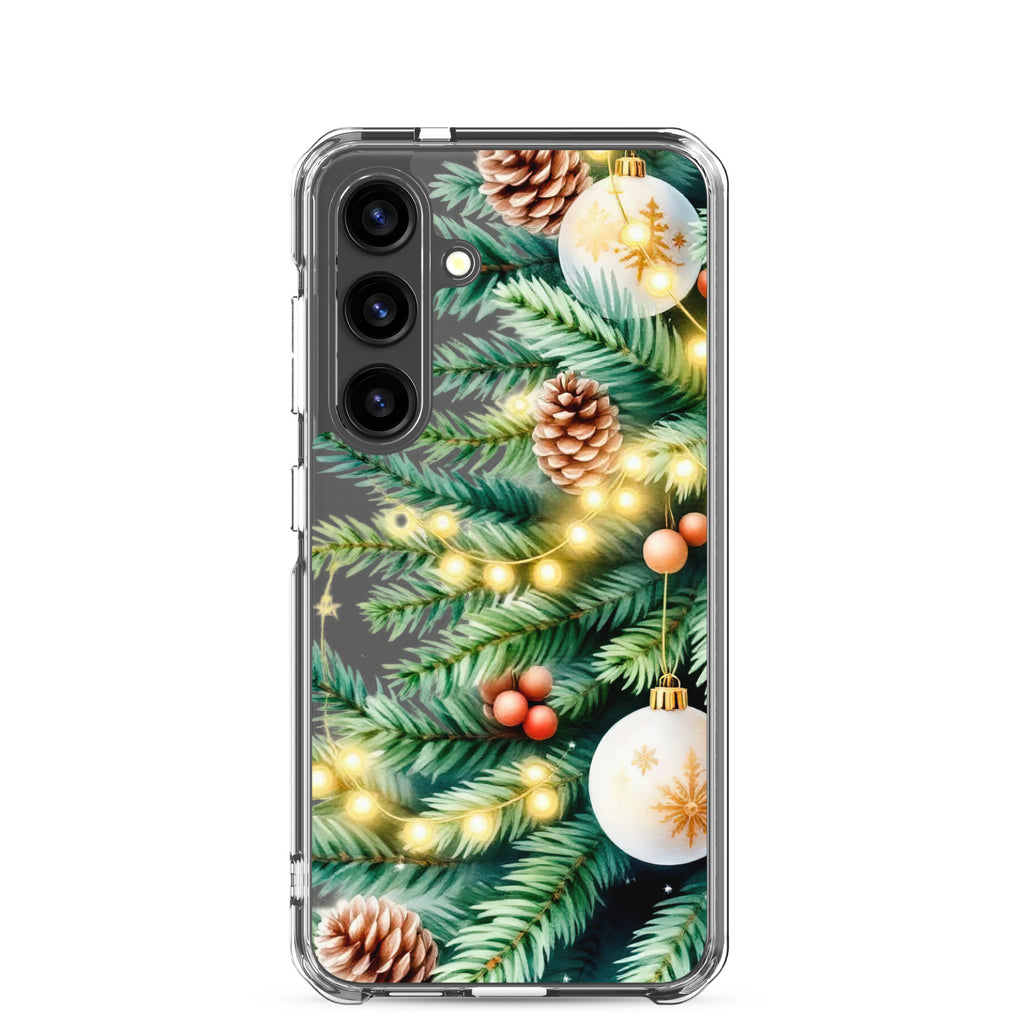 Christmas Pine Branches Clear Case for Samsung Galaxy S24 – Festive Winter Protective Cover