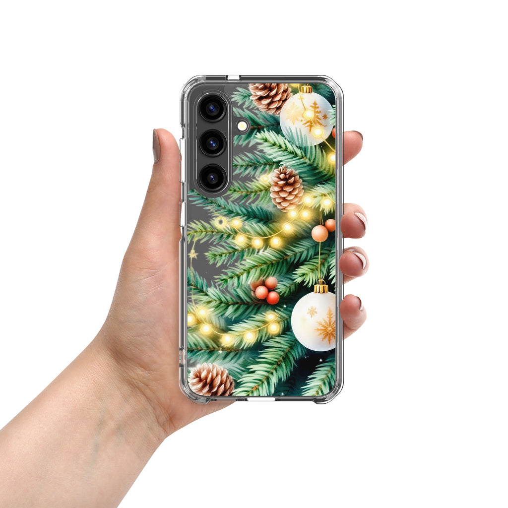 Christmas Pine Branches Clear Case for Samsung Galaxy S24 – Festive Winter Protective Cover