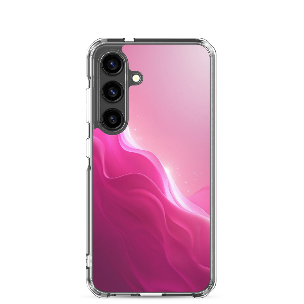 Pink Gradient Waves Dream Clear Case for Samsung Galaxy S24 – Minimal Abstract Protective Cover