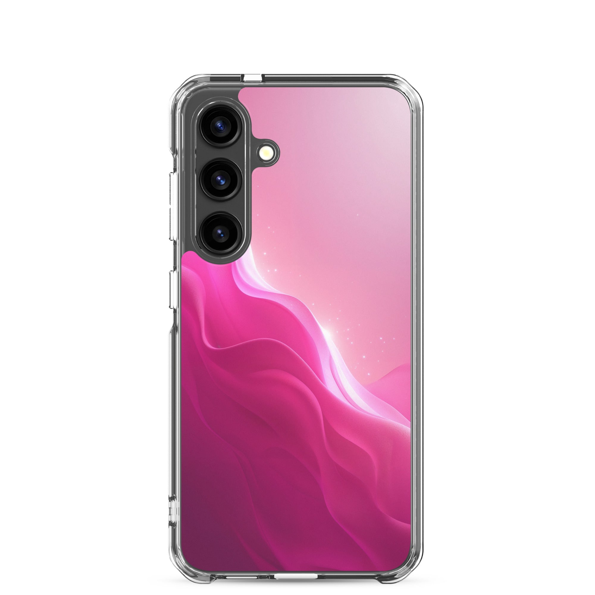 Pink Gradient Waves Dream Clear Case for Samsung Galaxy S24 – Minimal Abstract Protective Cover