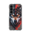 Fierce Wolf Portrait Clear Case for Samsung Galaxy S24 – Dark Animal Art Protective Cover