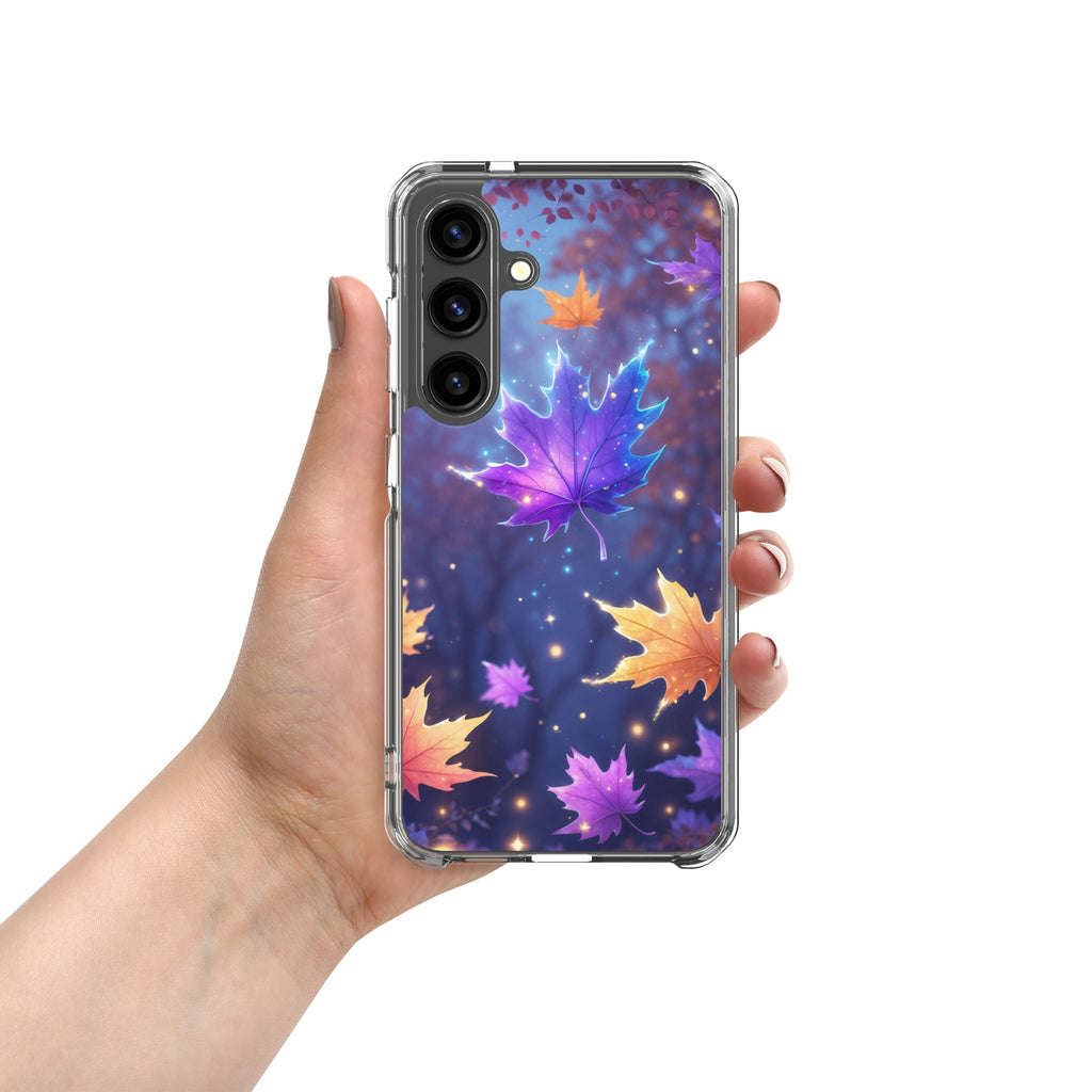 Autumn Leaves Glow Clear Case for Samsung Galaxy S24 – Magical Nature Protective Cover