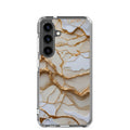 White Marble Gold Veins Clear Case for Samsung Galaxy S24 – Elegant Stone Protective Cover