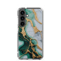 Emerald Green Marble Gold Veins Clear Case for Samsung Galaxy S24 – Luxury Stone Protective Cover