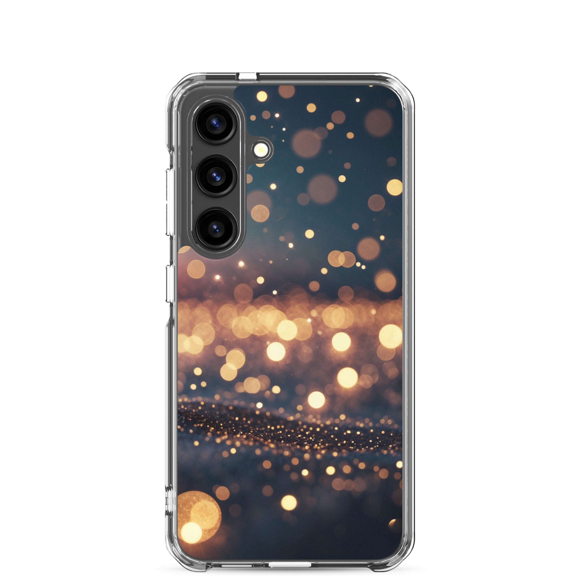 Golden Bokeh Lights Clear Case for Samsung Galaxy S24 – Elegant Glow Protective Cover