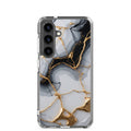 Black & White Marble Gold Clear Case for Samsung Galaxy S24 – Elegant Marble Protective Cover