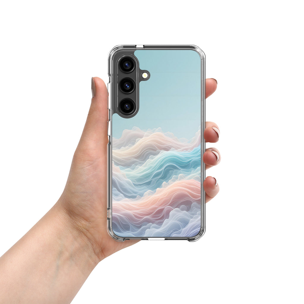 Abstract Pastel Waves Dream Clear Case for Samsung Galaxy S24 – Soft Minimalist Protective Cover