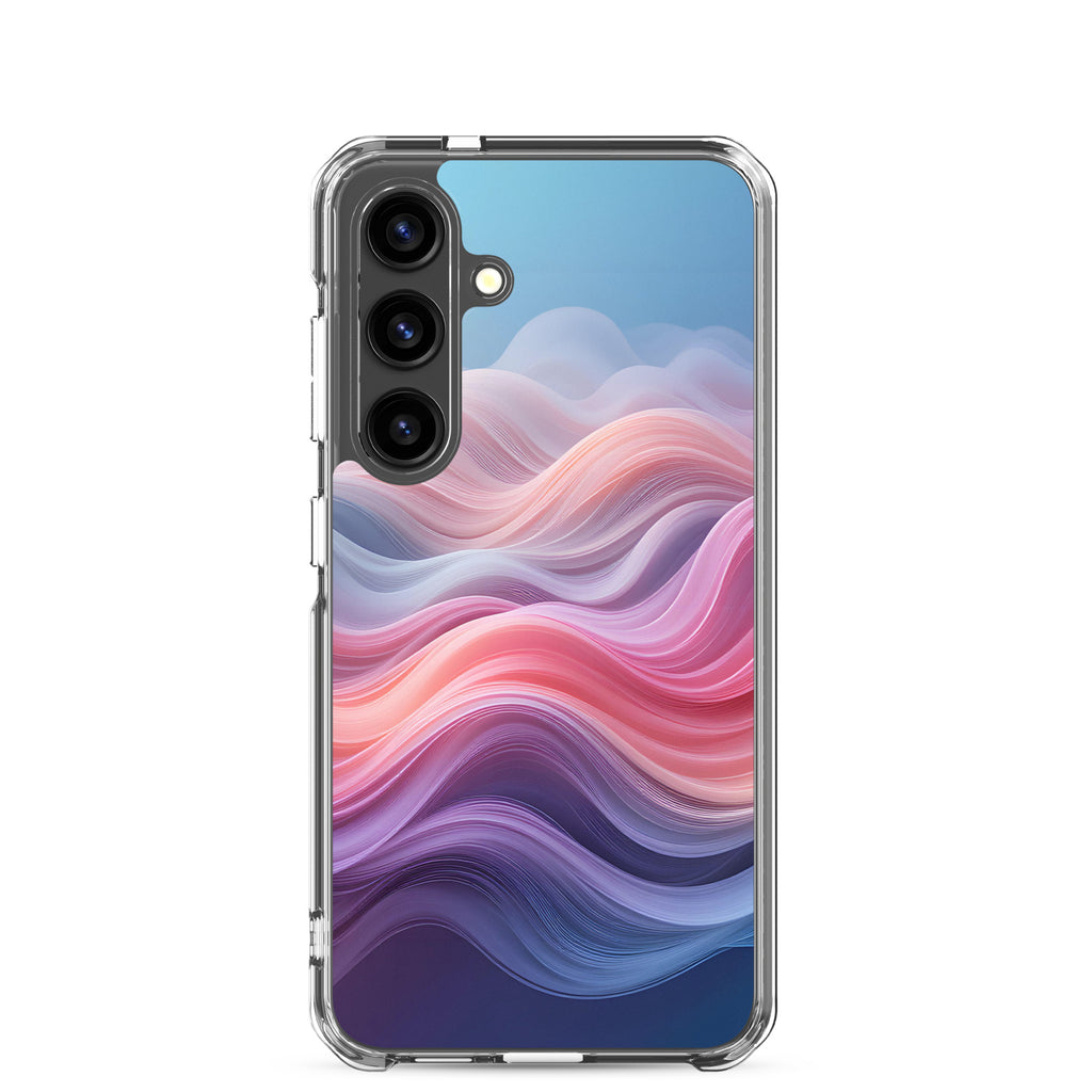 Abstract Pink & Blue Waves Dream Clear Case for Samsung Galaxy S24 – Modern Gradient Protective Cover