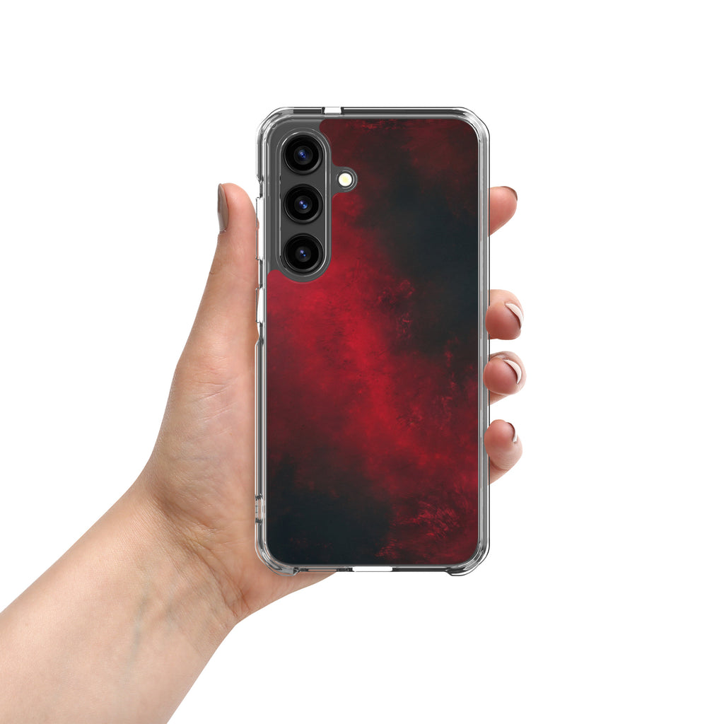 Dark Red Abstract Clear Case for Samsung Galaxy S24 – Minimalist Textured Protective Cover