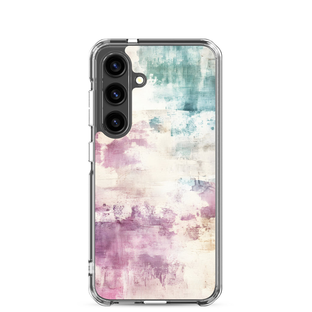 Soft Abstract Pastel Clear Case for Samsung Galaxy S24 – Modern Watercolor Protective Cover