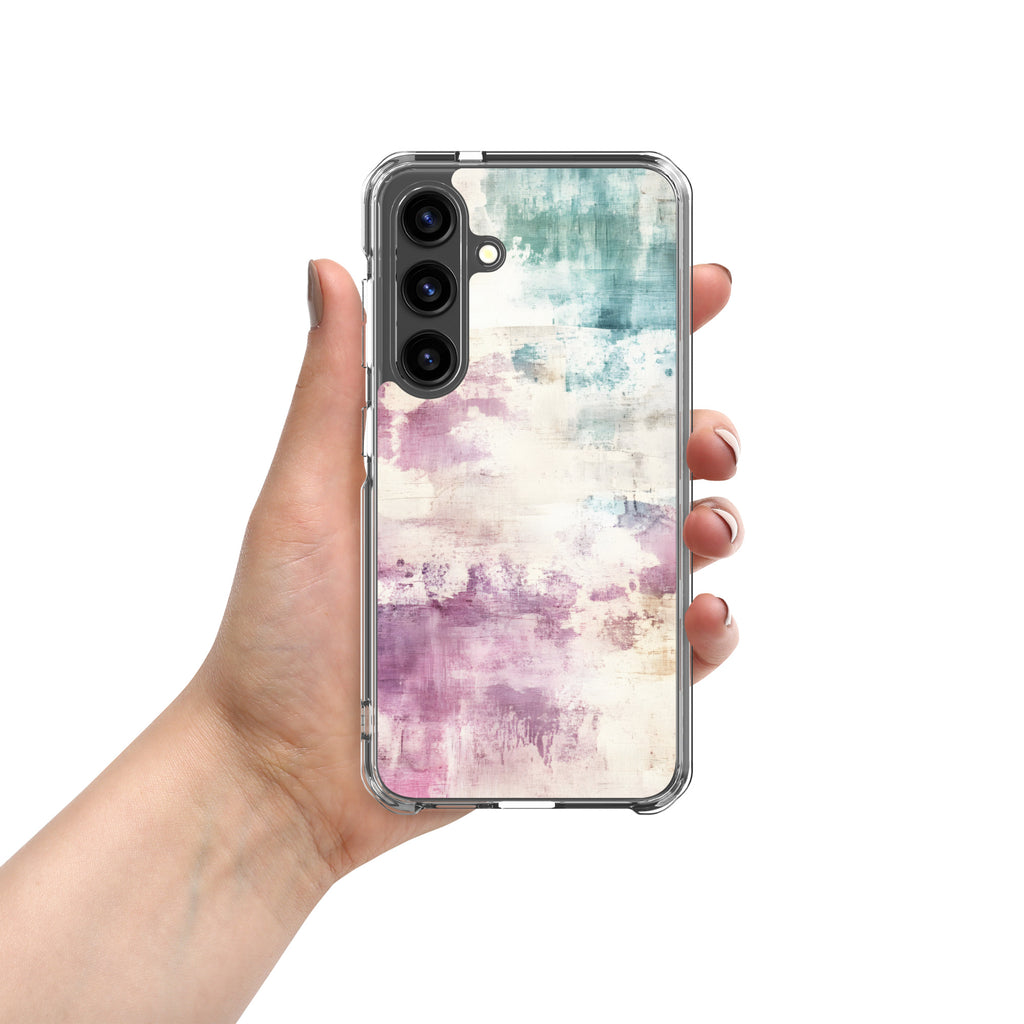 Soft Abstract Pastel Clear Case for Samsung Galaxy S24 – Modern Watercolor Protective Cover