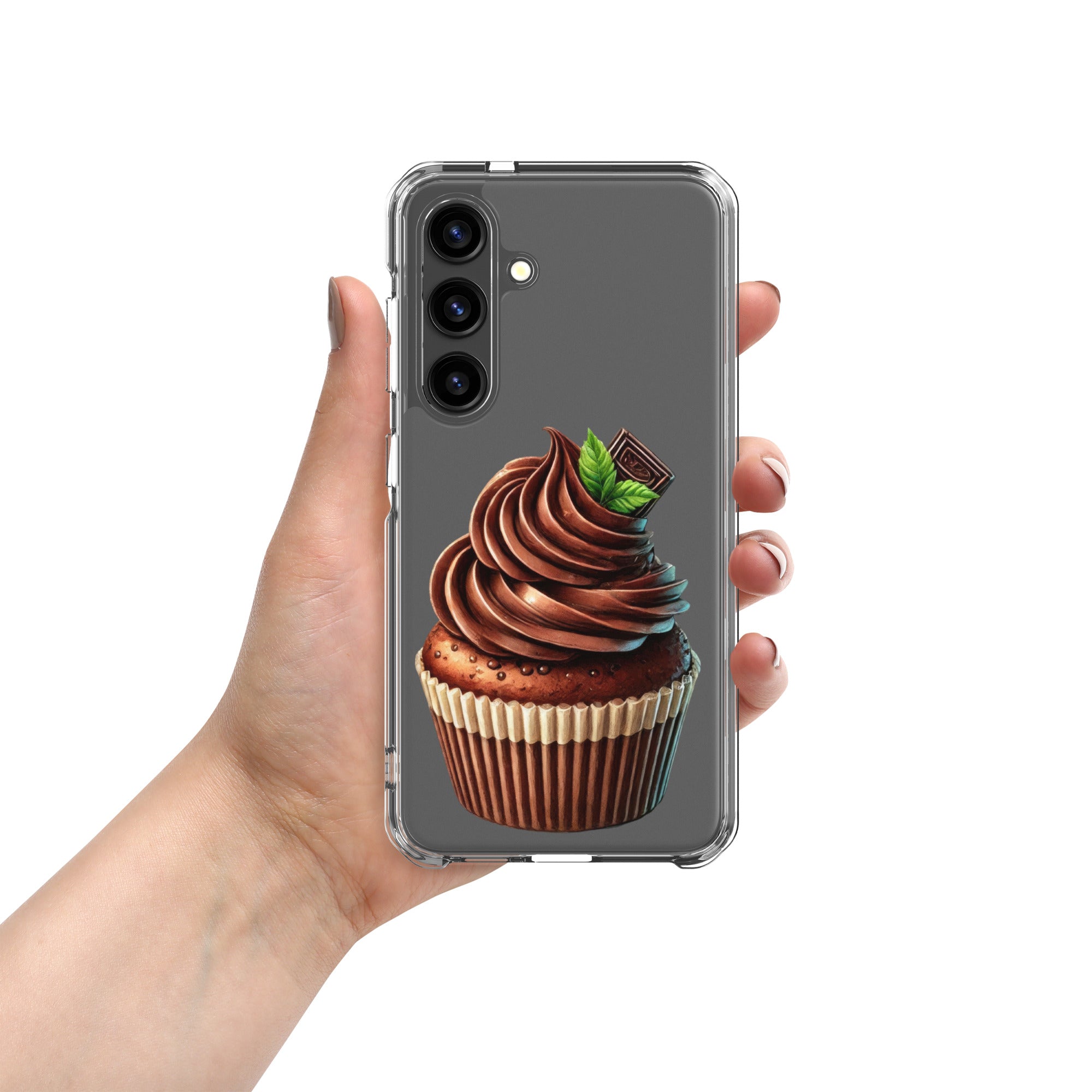 Chocolate Cupcake Clear Case for Samsung Galaxy S24 – Sweet Dessert Art Protective Cover
