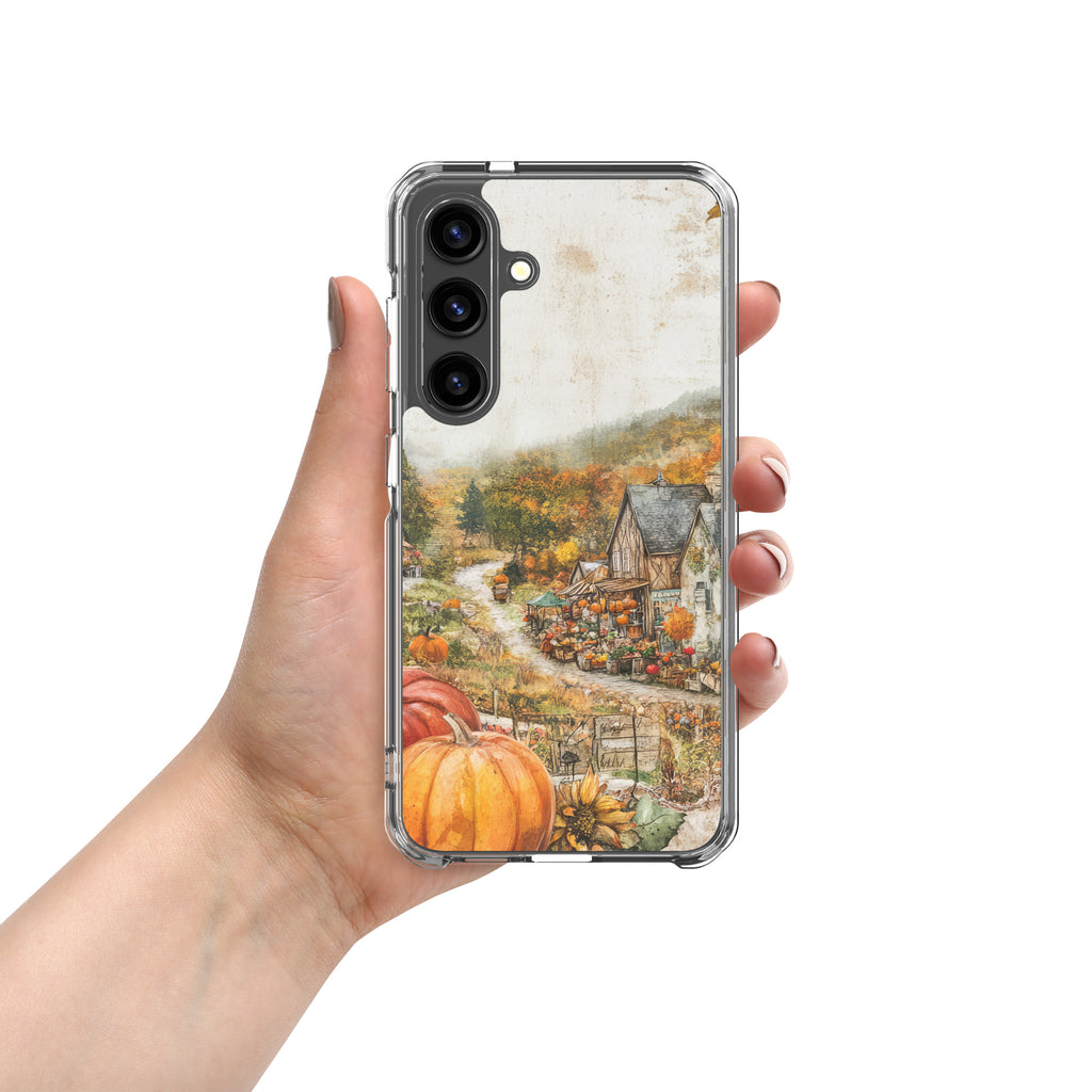 Autumn Village Clear Case for Samsung Galaxy S24 – Cozy Fall Countryside Protective Cover