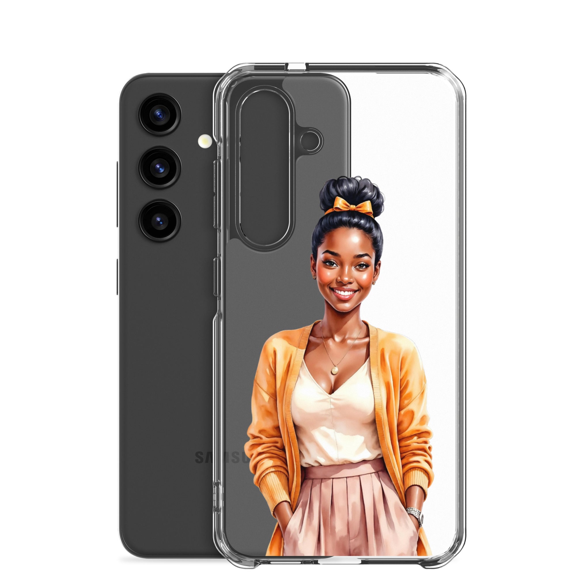 Elegant Portrait Clear Case for Samsung Galaxy S24 – Minimalist Fashion Protective Cover