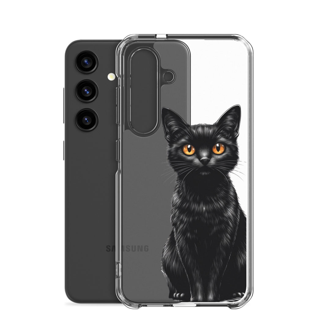 Black Cat Clear Case for Samsung Galaxy S24 – Elegant Minimal Protective Cover