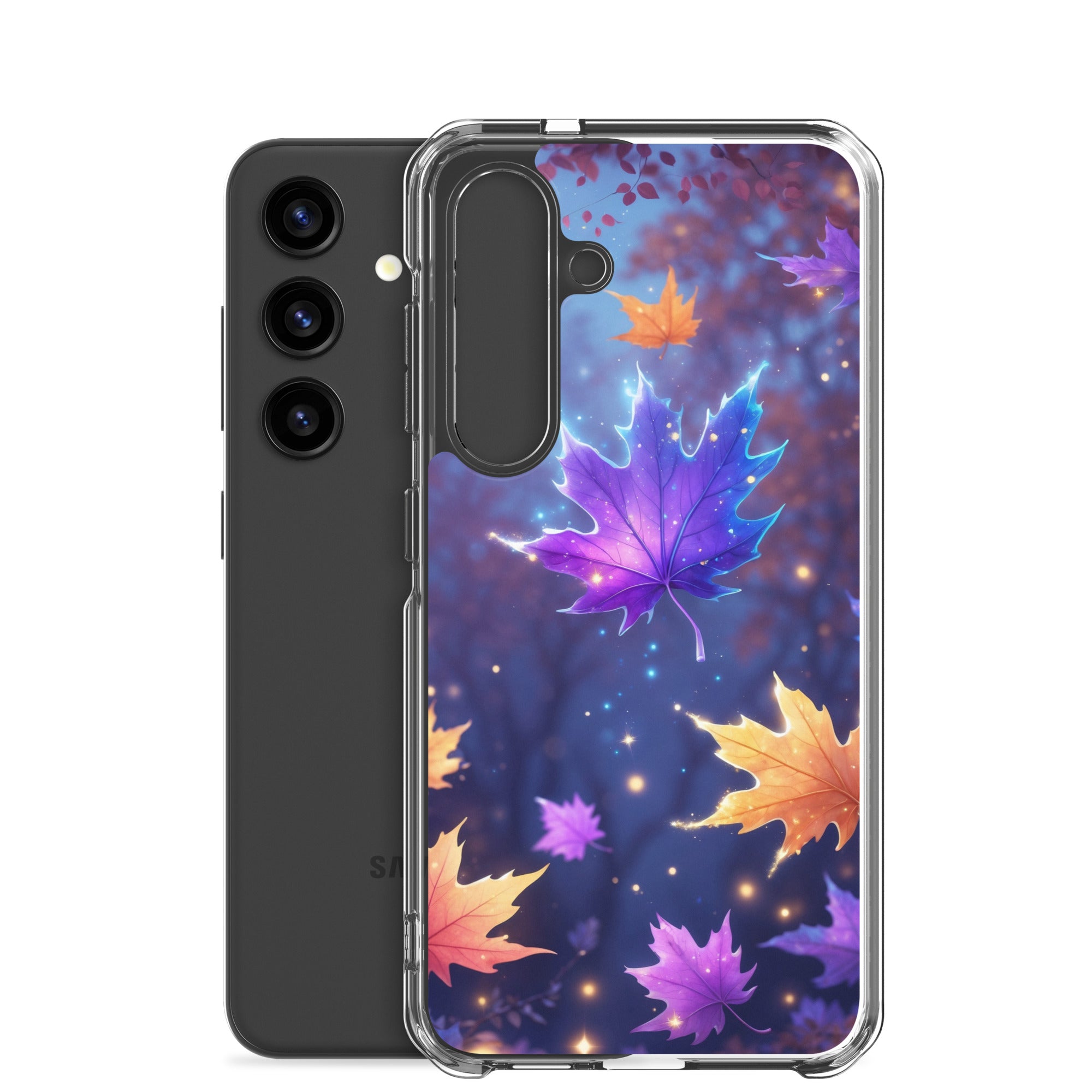 Autumn Leaves Glow Clear Case for Samsung Galaxy S24 – Magical Nature Protective Cover