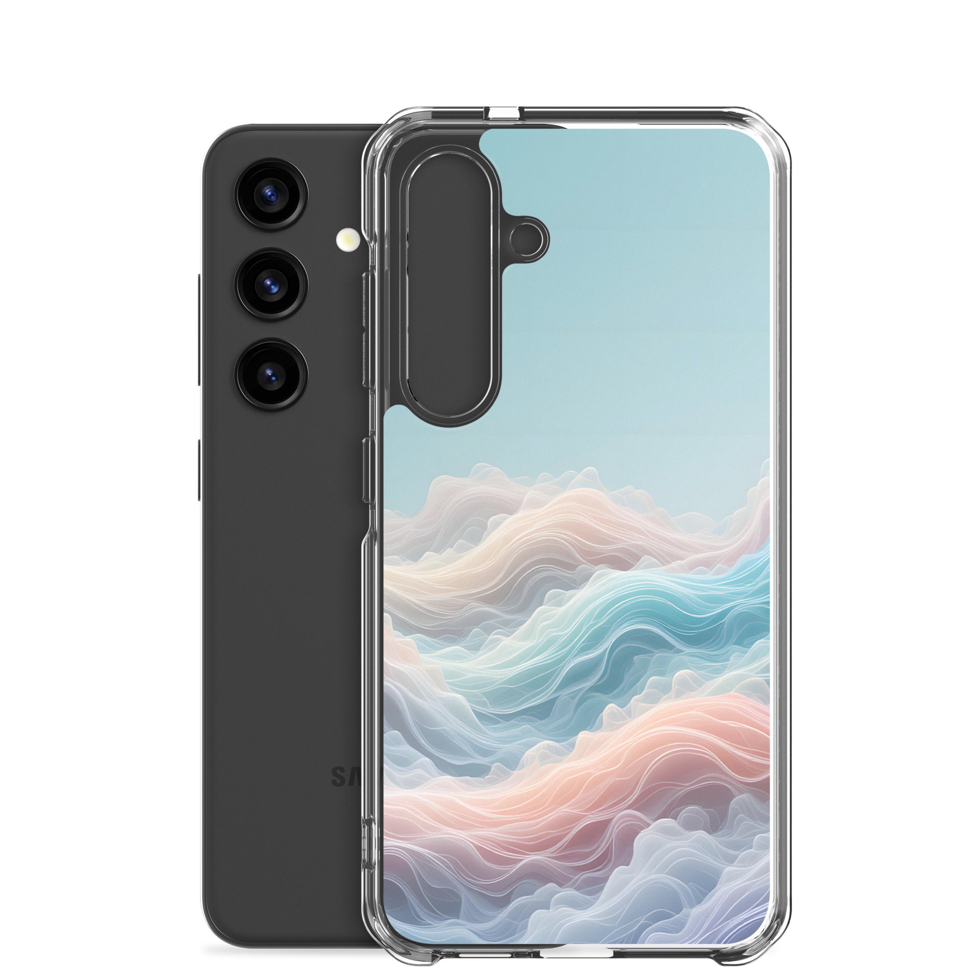 Abstract Pastel Waves Dream Clear Case for Samsung Galaxy S24 – Soft Minimalist Protective Cover