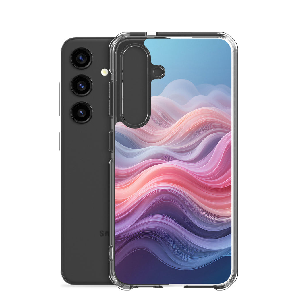 Abstract Pink & Blue Waves Dream Clear Case for Samsung Galaxy S24 – Modern Gradient Protective Cover