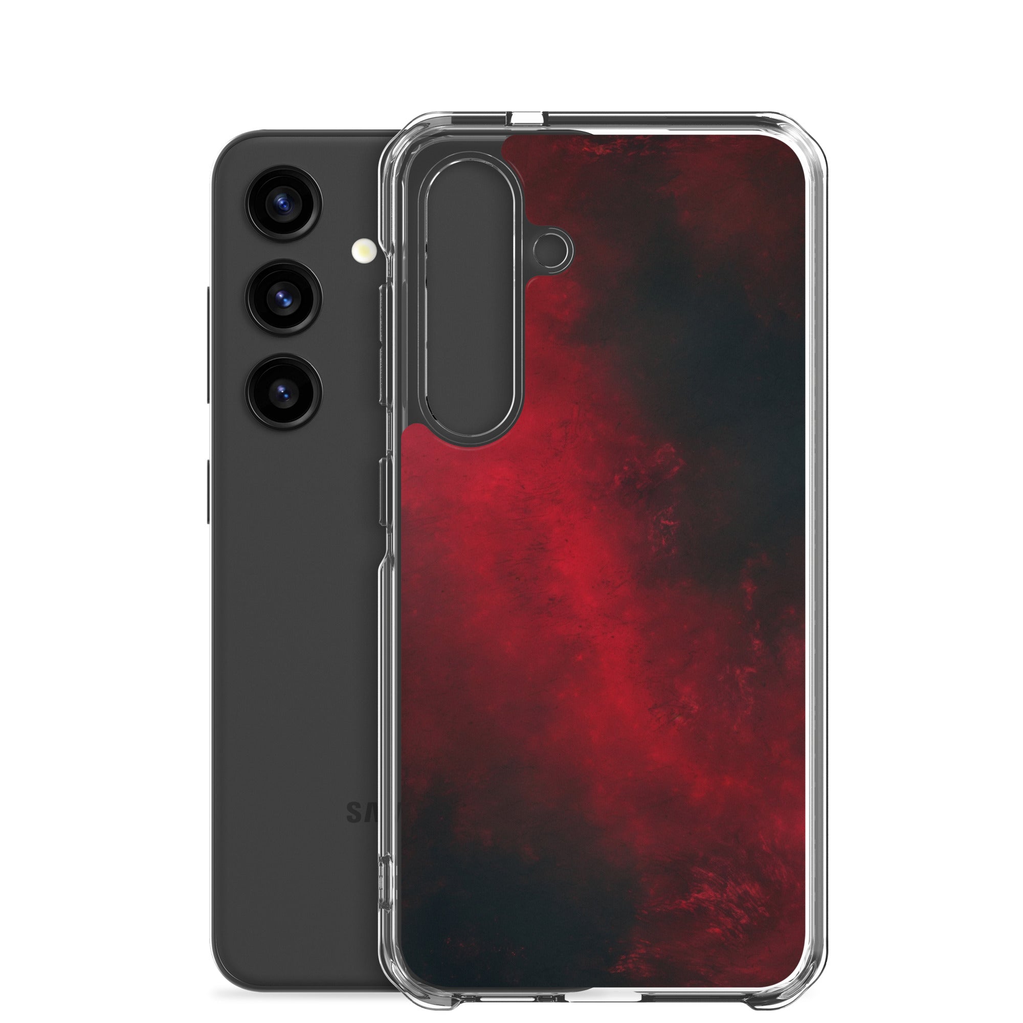 Dark Red Abstract Clear Case for Samsung Galaxy S24 – Minimalist Textured Protective Cover