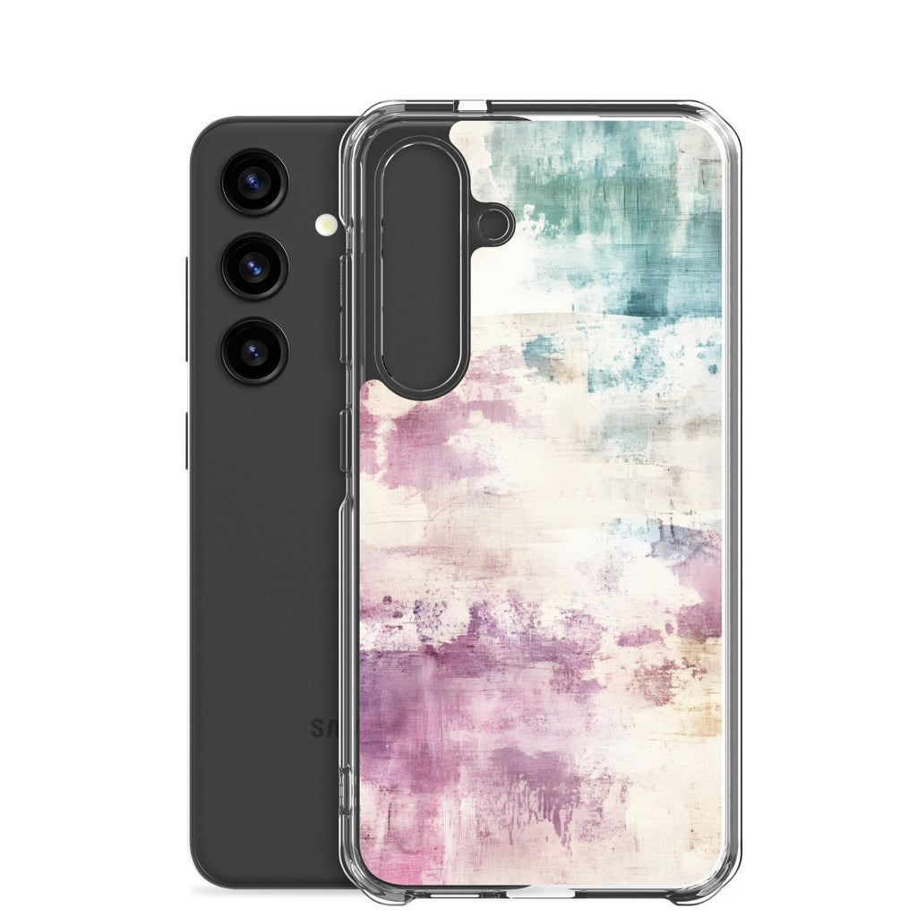 Soft Abstract Pastel Clear Case for Samsung Galaxy S24 – Modern Watercolor Protective Cover
