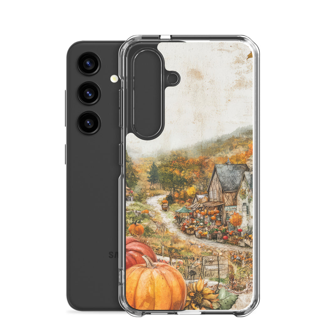 Autumn Village Clear Case for Samsung Galaxy S24 – Cozy Fall Countryside Protective Cover