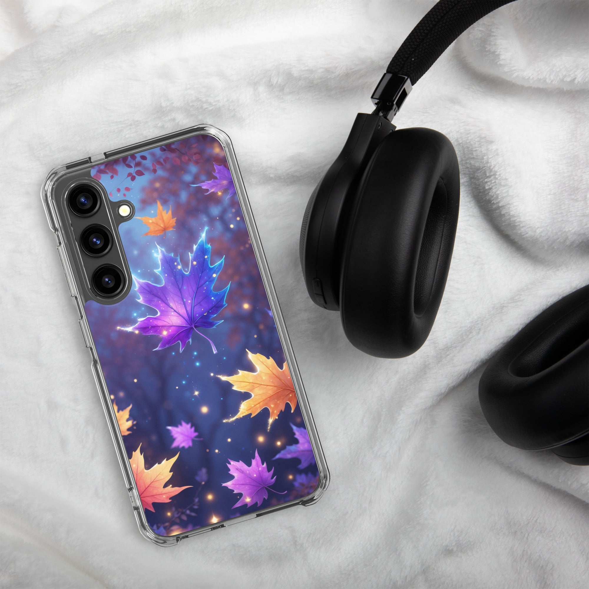 Autumn Leaves Glow Clear Case for Samsung Galaxy S24 – Magical Nature Protective Cover