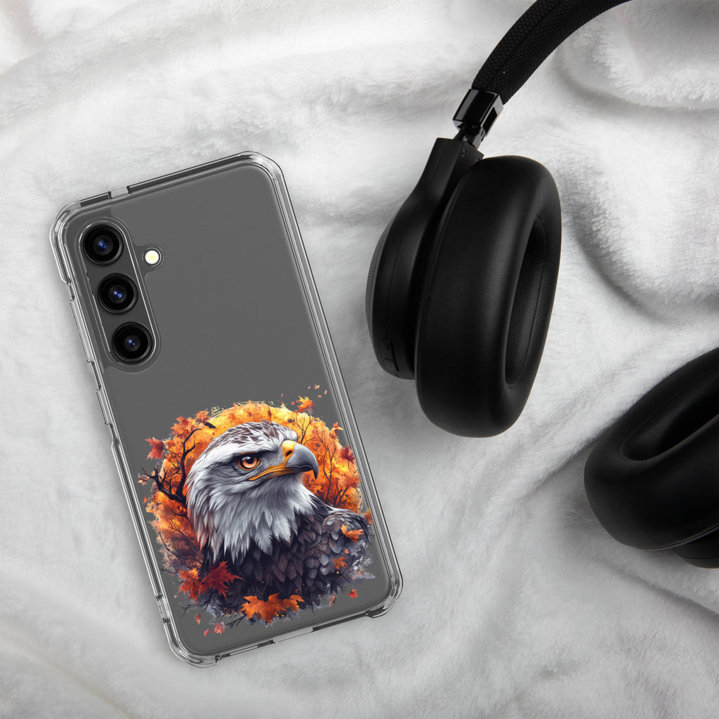 Autumn Eagle Clear Case for Samsung Galaxy S24 – Artistic Wildlife Protective Cover