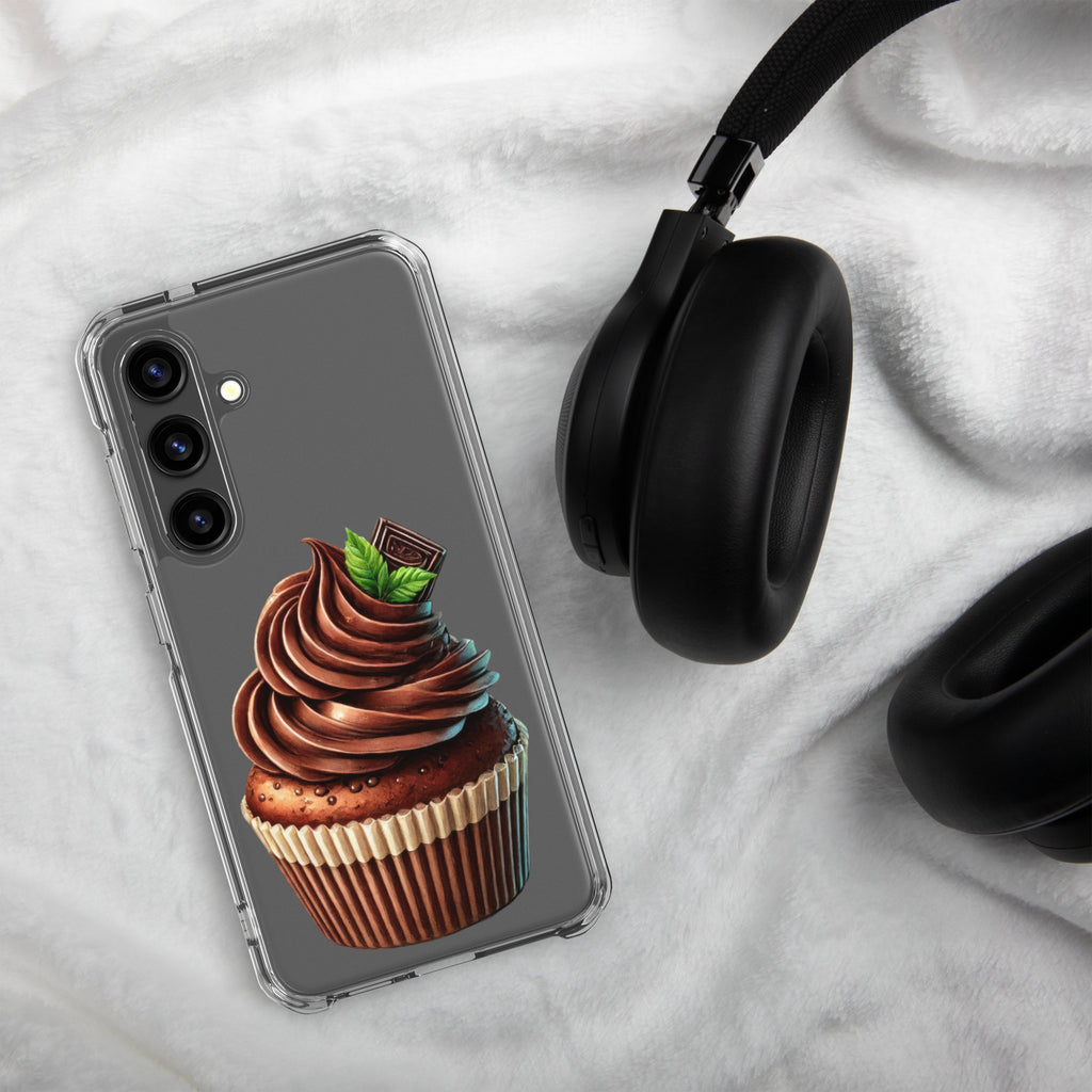 Chocolate Cupcake Clear Case for Samsung Galaxy S24 – Sweet Dessert Art Protective Cover