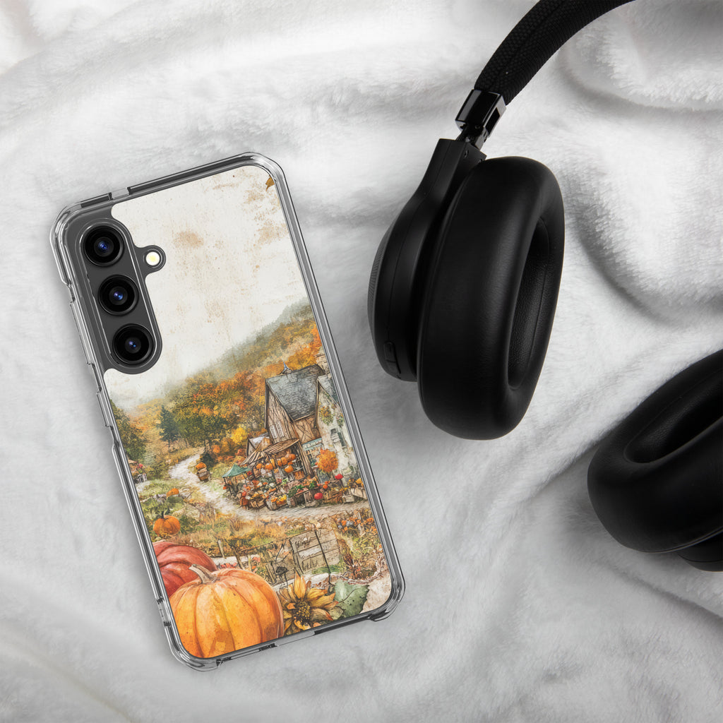 Autumn Village Clear Case for Samsung Galaxy S24 – Cozy Fall Countryside Protective Cover