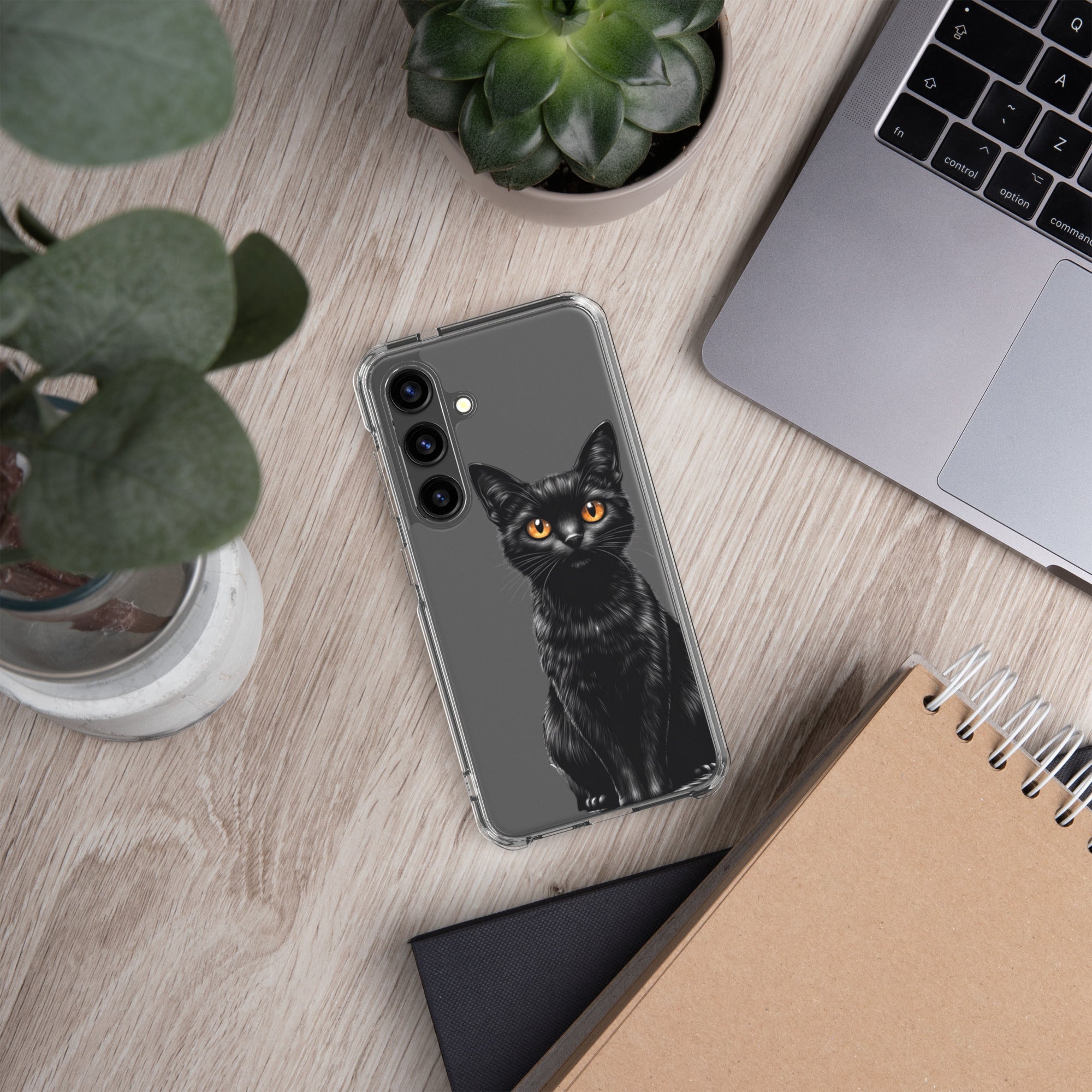 Black Cat Clear Case for Samsung Galaxy S24 – Elegant Minimal Protective Cover