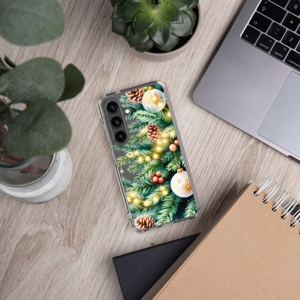 Christmas Pine Branches Clear Case for Samsung Galaxy S24 – Festive Winter Protective Cover