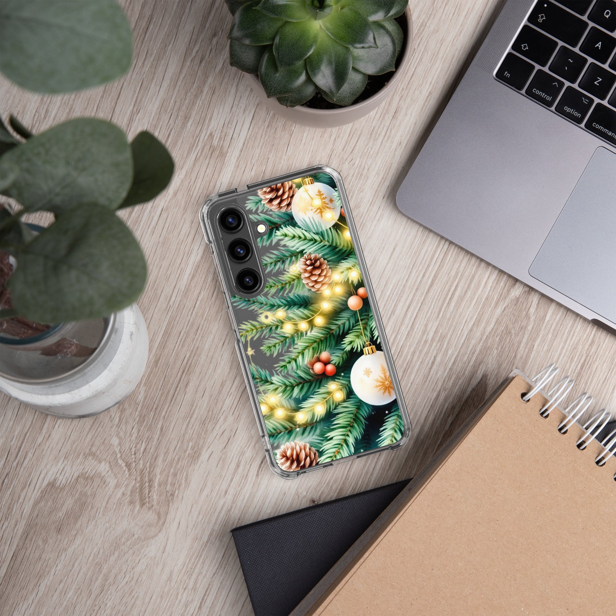 Christmas Pine Branches Clear Case for Samsung Galaxy S24 – Festive Winter Protective Cover