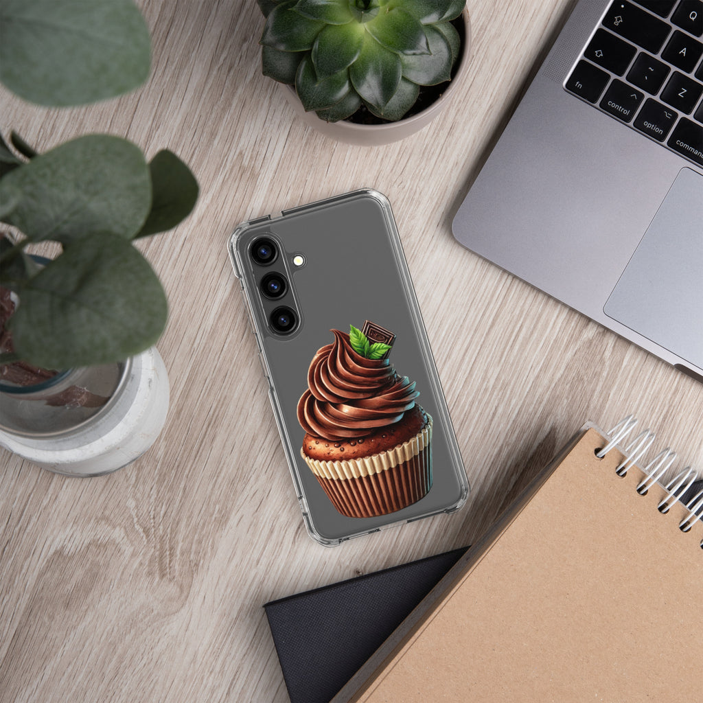 Chocolate Cupcake Clear Case for Samsung Galaxy S24 – Sweet Dessert Art Protective Cover