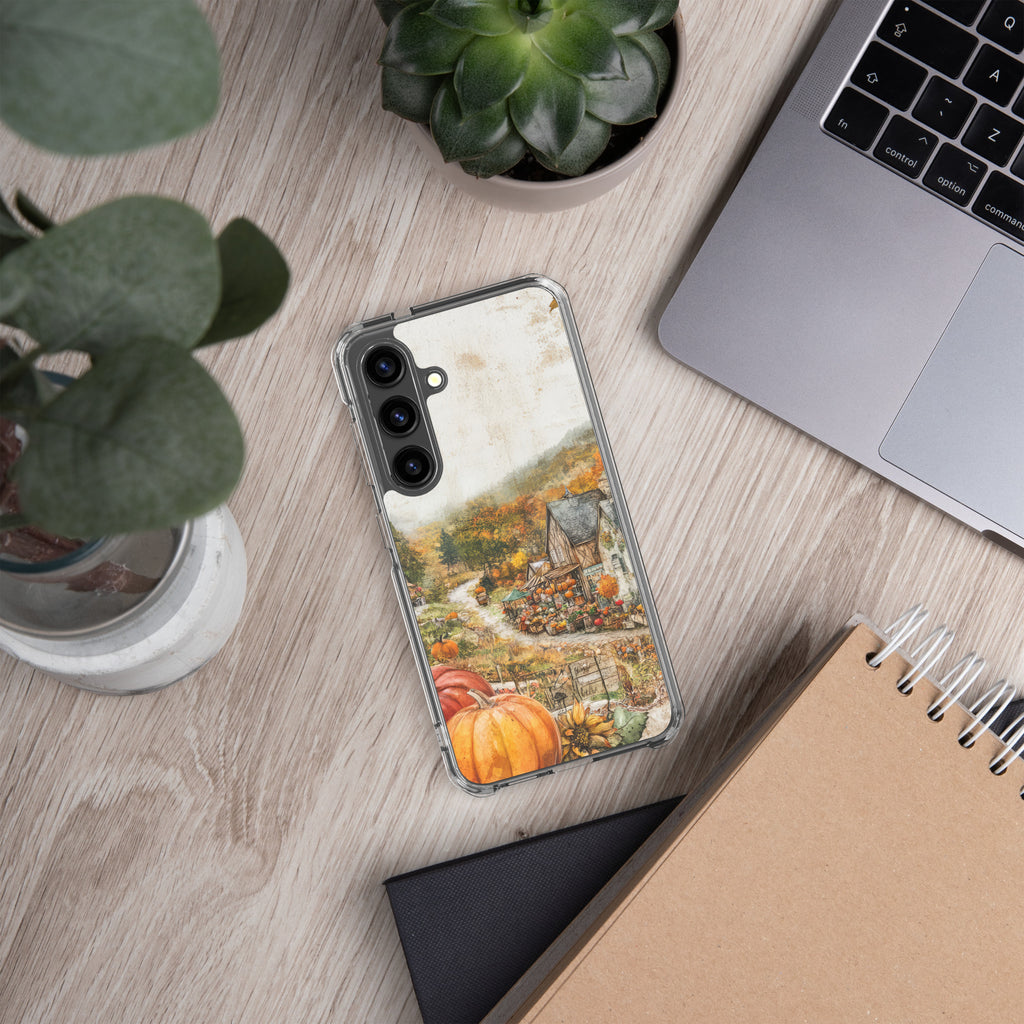 Autumn Village Clear Case for Samsung Galaxy S24 – Cozy Fall Countryside Protective Cover