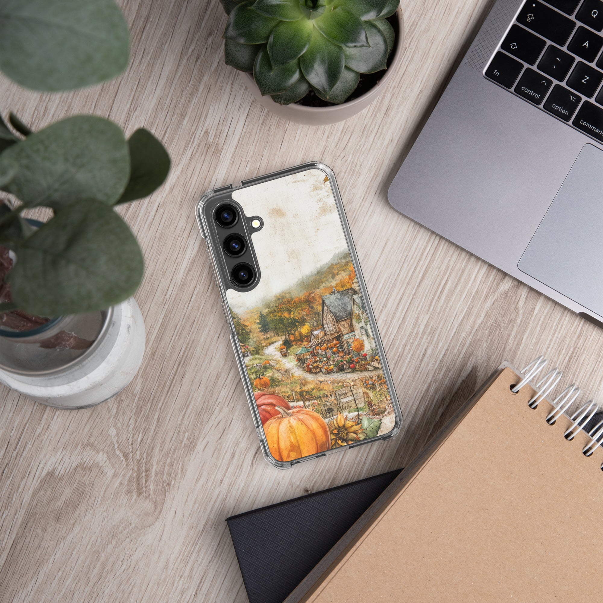 Autumn Village Clear Case for Samsung Galaxy S24 – Cozy Fall Countryside Protective Cover